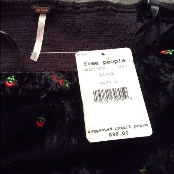 𝅺Free People Rosie Embroidered Bustier Top In Black - Picture 3 of 3